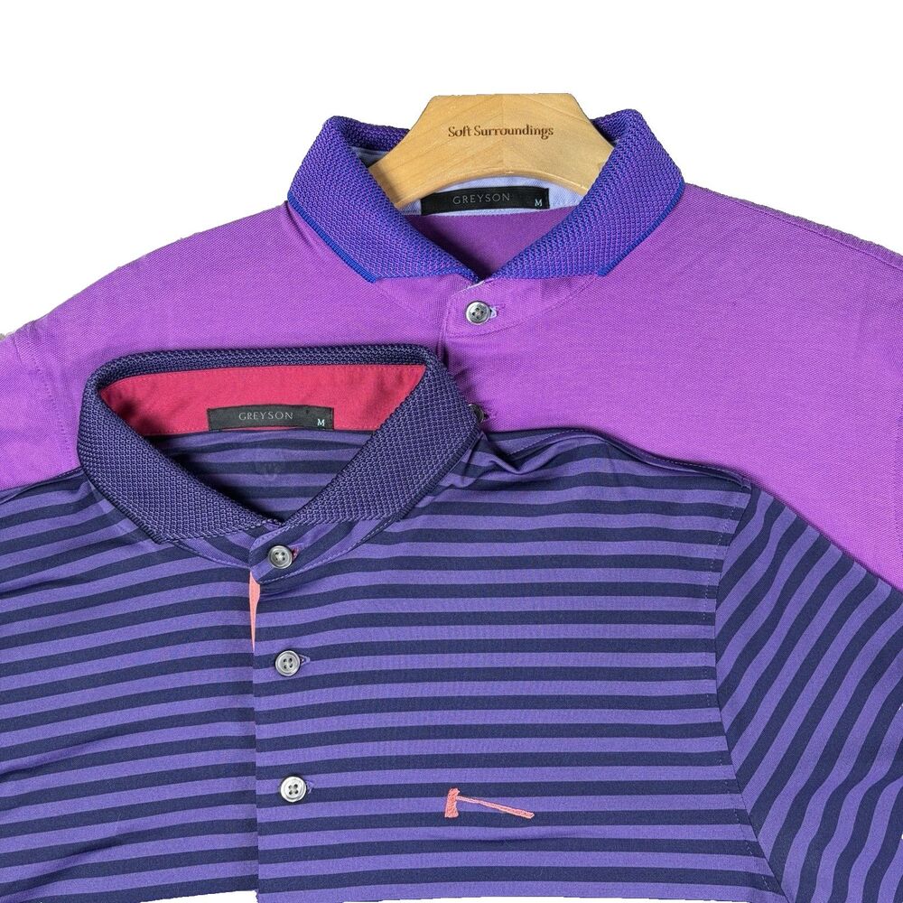 Greyson Polo Shirt Lot of 2 Mens Medium Short Sleeve Stretch Golf Preppy Wolves